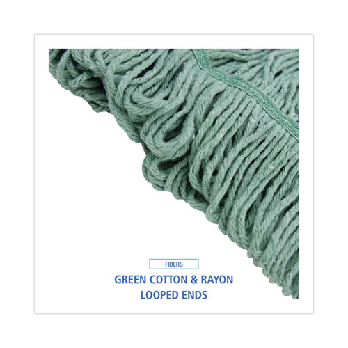 Image of Boardwalk® Mop Head, Premium Standard Head, Cotton/Rayon Fiber, Medium, Green, 12/Carton