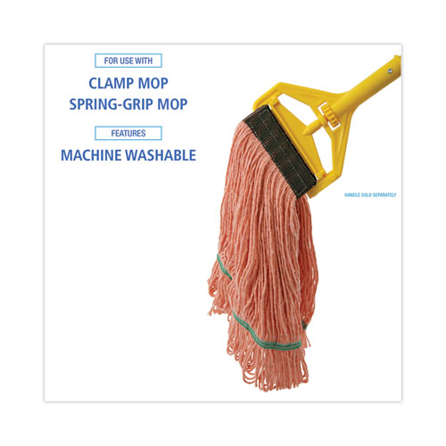 Image of Super Loop Wet Mop Head, Cotton/Synthetic Fiber, 5" Headband, Medium Size, Orange, 12/Carton