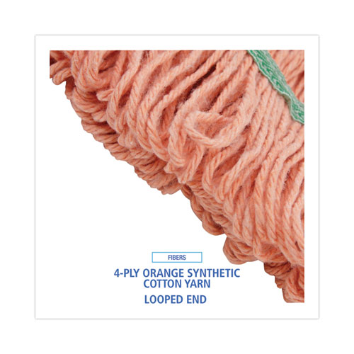 Image of Super Loop Wet Mop Head, Cotton/Synthetic Fiber, 5" Headband, Medium Size, Orange, 12/Carton