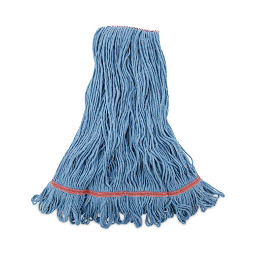 Super Loop Wet Mop Head, Cotton/Synthetic Fiber, 1" Headband, Large Size, Blue, 12/Carton