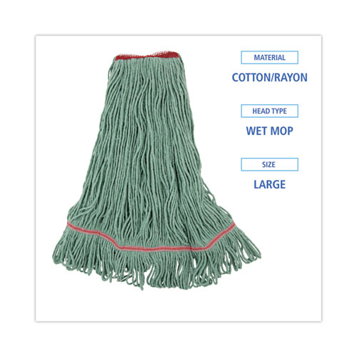 Image of Boardwalk® Mop Head, Premium Standard Head, Cotton/Rayon Fiber, Large, Green