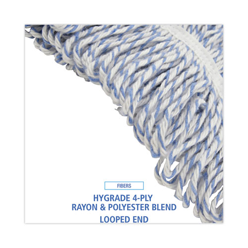 Image of Boardwalk® Mop Head, Floor Finish, Narrow, Rayon/Polyester, Large, White/Blue, 12/Carton