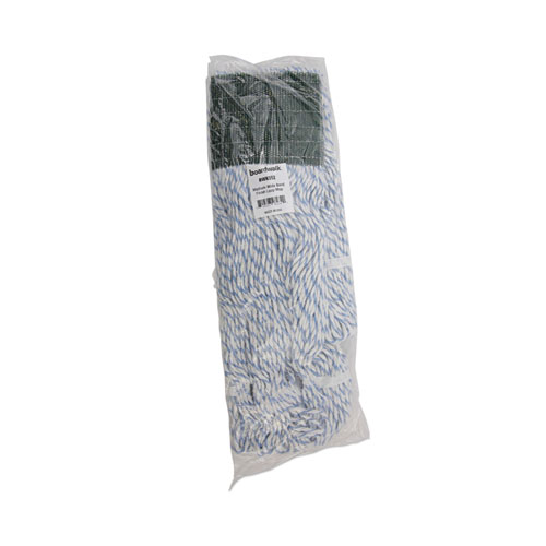 Image of Boardwalk® Mop Head, Floor Finish, Wide, Rayon/Polyester, Medium, White/Blue, 12/Carton