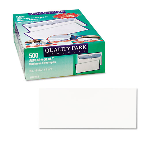 Image of Quality Park™ Reveal-N-Seal Security Tinted Envelope, #10, Commercial Flap, Self-Adhesive Closure, 4.13 X 9.5, White, 500/Box