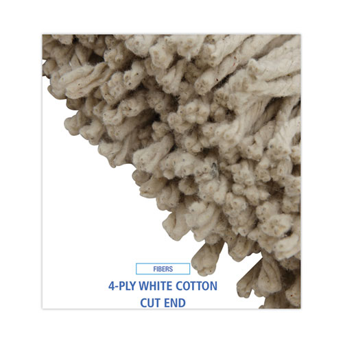 Image of Boardwalk® Cut-End Lie-Flat Wet Mop Head, Cotton, 16Oz, White, 12/Carton