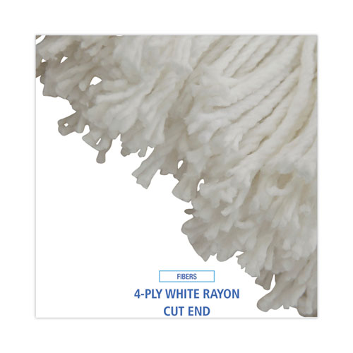 Image of Boardwalk® Cut-End Lie-Flat Wet Mop Head, Rayon, 16Oz, White, 12/Carton