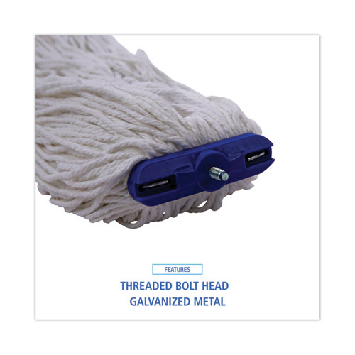 Image of Boardwalk® Cut-End Lie-Flat Wet Mop Head, Rayon, 16Oz, White, 12/Carton