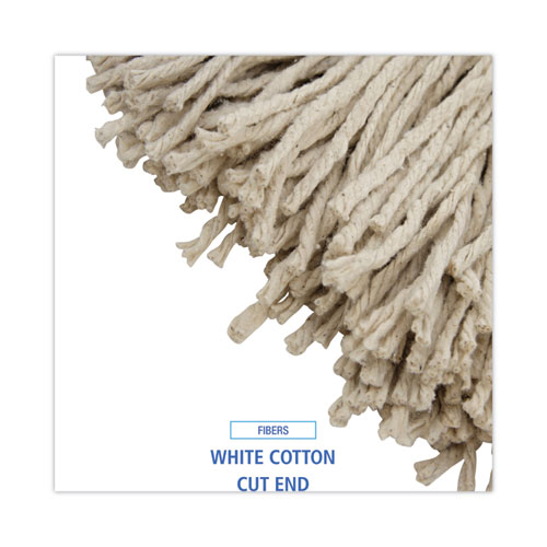 Cut-End Lie-Flat Wet Mop Head, Cotton, 24oz, White