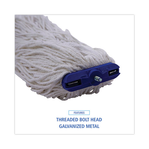 Image of Boardwalk® Cut-End Lie-Flat Wet Mop Head, Rayon, 24Oz, White