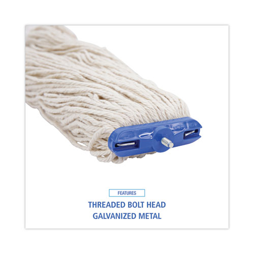 Image of Boardwalk® Mop Head, Lie-Flat Head, Cotton Fiber, 24 Oz, White, 12/Carton