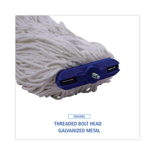 Image of Boardwalk® Mop Head, Lie-Flat Head, Rayon Fiber, 24Oz, White, 12/Carton