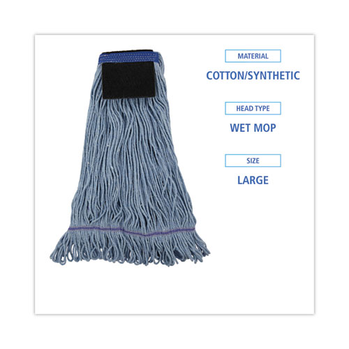 Image of Boardwalk® Mop Head, Loop-End, Cotton With Scrub Pad, Large, 12/Carton