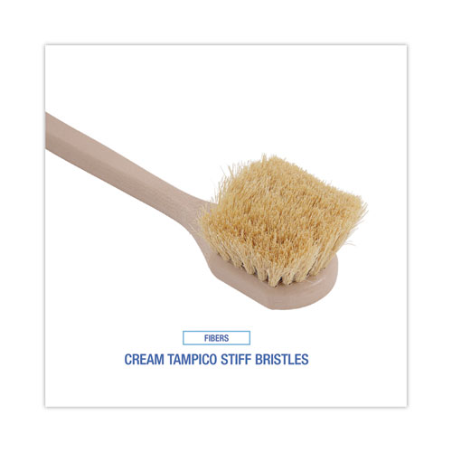 Image of Boardwalk® Utility Brush, Cream Tampico Bristles, 5.5" Brush, 14.5" Tan Plastic Handle