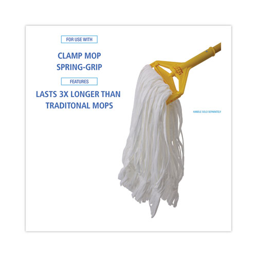Mop Head, Looped, Enviro Clean With Tailband, Large, White, 12/Carton