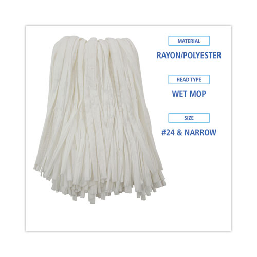Image of Boardwalk® Nonwoven Cut End Edge Mop, Rayon/Polyester, #24, White, 12/Carton