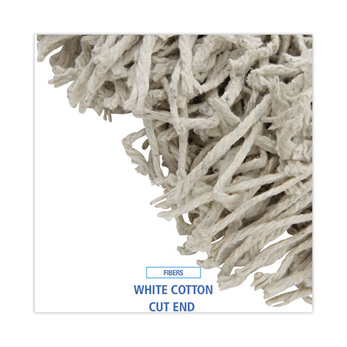 Image of Boardwalk® Banded Cotton Mop Heads, 24Oz, White, 12/Carton