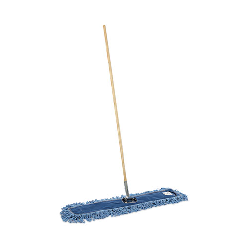 Boardwalk® Dry Mopping Kit, 36 x 5 Blue Blended Synthetic Head, 60" Natural Wood/Metal Handle