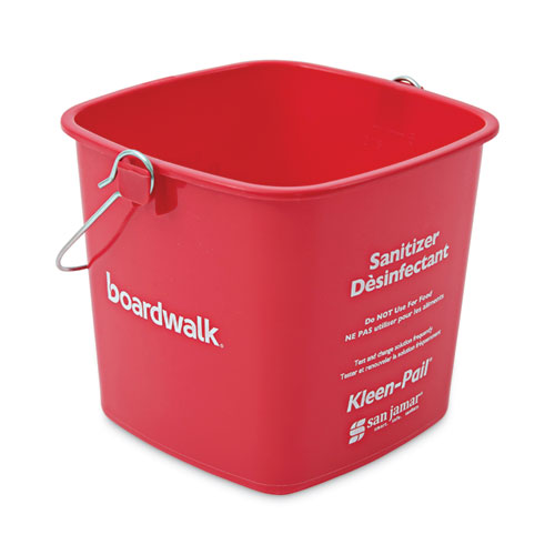 Sanitizing Bucket, 6 qt, Plastic, Red, 8" dia