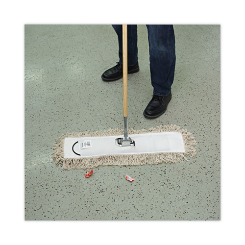 Image of Boardwalk® Cotton Dry Mopping Kit, 24 X 5 Natural Cotton Head, 60" Natural Wood Handle