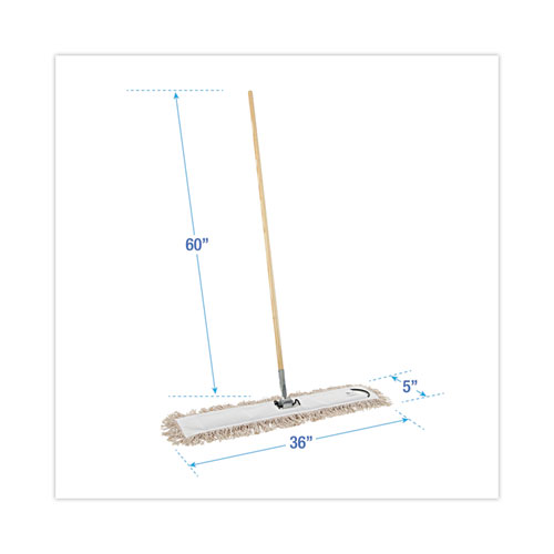 Image of Boardwalk® Cotton Dry Mopping Kit, 36 X 5 Natural Cotton Head, 60" Natural Wood Handle