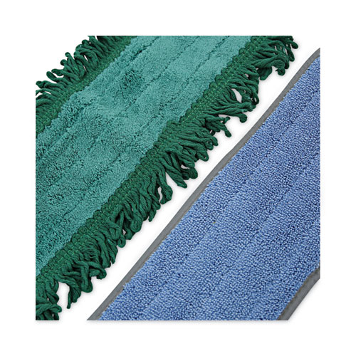 Image of Boardwalk® Microfiber Cleaning Kit, 18" Wide Blue/Green Microfiber Head, 35" To 60" Gray Aluminum Handle