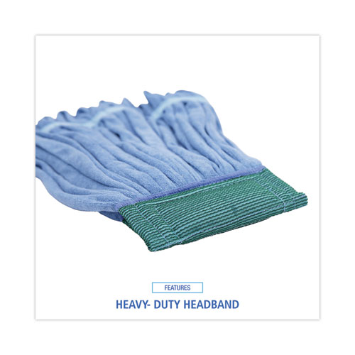 Image of Boardwalk® Microfiber Looped-End Wet Mop Heads, Medium, Blue, 12/Carton, 12/Carton