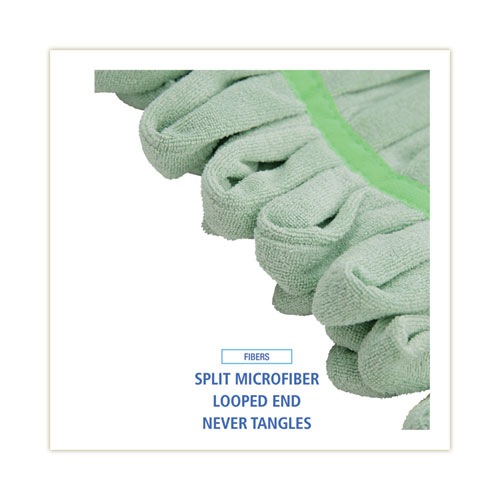 Microfiber Looped-End Wet Mop Heads, Medium, Green, 12/Carton