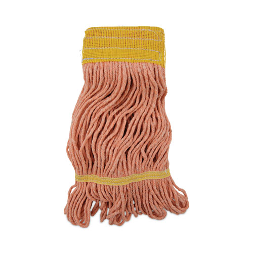 Image of Super Loop Wet Mop Head, Cotton/Synthetic Fiber, 5" Headband, Small Size, Orange, 12/Carton