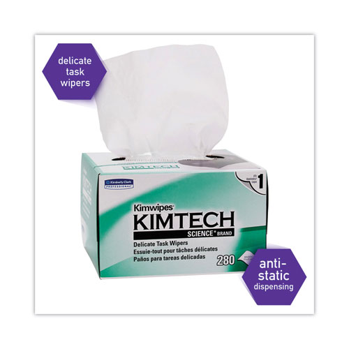 Image of Kimtech™ Kimwipes Delicate Task Wipers, 1-Ply, 4.4 X 8.4, Unscented, White, 280/Box, 30 Boxes/Carton
