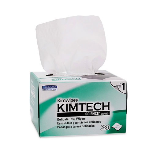 Kimwipes, Delicate Task Wipers, 1-Ply, 4.4 x 8.4, Unscented, White, 286/Box, 60 Boxes/Carton