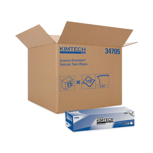 Image of Kimtech™ Kimwipes Delicate Task Wipers, 2-Ply, 11.8 X 11.8, Unscented, White, 120/Box, 15 Boxes/Carton