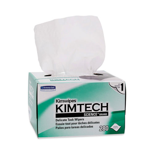 Kimtech™ Kimwipes Delicate Task Wipers, 1-Ply, 4.4 X 8.4, Unscented, White, 280/Box, 30 Boxes/Carton