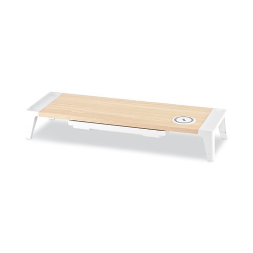 Image of Bostitch® Wooden Monitor Stand With Wireless Charging Pad, 9.8" X 26.77" X 4.13", White