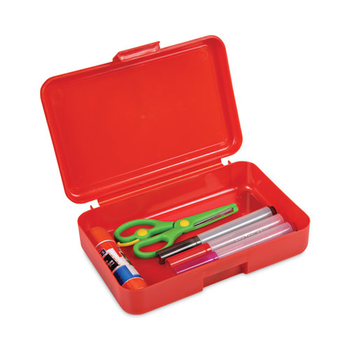 deflecto® Antimicrobial Pencil Box, 7.97 x 5.43 x 2.02, Red