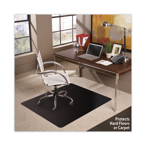 Image of Es Robbins® Floor+Mate, For Hard Floor To Medium Pile Carpet Up To 0.75", 46 X 48, Black