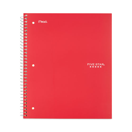 Wirebound Notebook with Two Pockets, 1-Subject, Wide/Legal Rule, Red Cover, (100) 10.5" x 8" Sheets