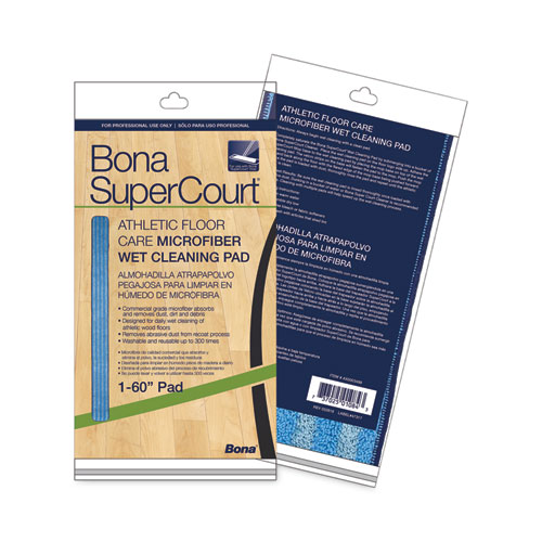 Image of Bona® Supercourt Athletic Floor Care Microfiber Wet Tacking Pad, 60", Light/Dark Blue