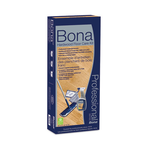 Image of Bona® Hardwood Floor Care Kit, 15" Wide Microfiber Head, 52" Blue Steel Handle