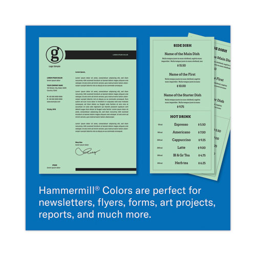 Image of Hammermill® Colors Print Paper, 20 Lb Bond Weight, 8.5 X 11, Green, 500 Sheets/Ream, 10 Reams/Carton