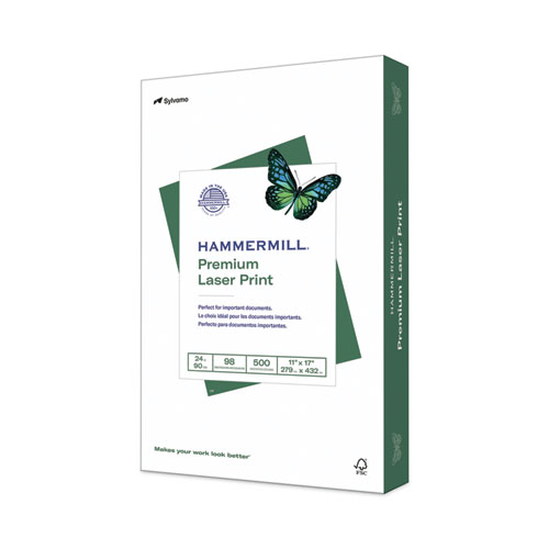 Image of Hammermill® Premium Laser Print Paper, 98 Bright, 24 Lb Bond Weight, 11 X 17, White, 500/Ream