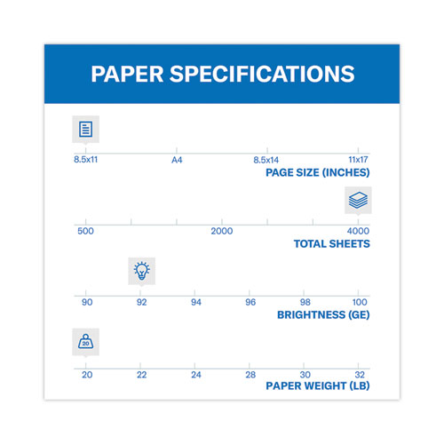 Tidal Print Paper, 92 Bright, 20 lb Bond Weight, 8.5 x 11, White, 500 Sheets/Ream, 8 Reams/Carton
