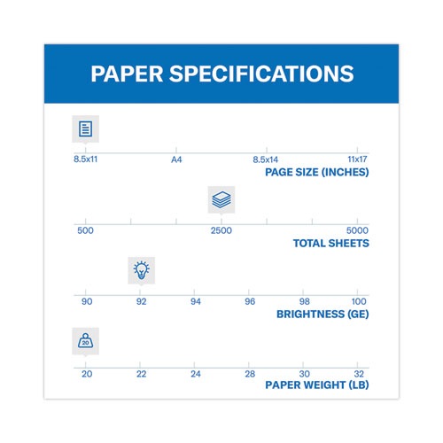 Image of Tidal Print Paper Express Pack, 92 Bright, 20 lb Bond Weight, 8.5 x 11, White, 2,500 Sheets/Carton