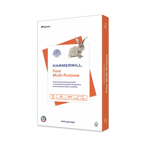 Hammermill® Fore Multipurpose Print Paper, 96 Bright, 20 Lb Bond Weight, 11 X 17, White, 500/Ream