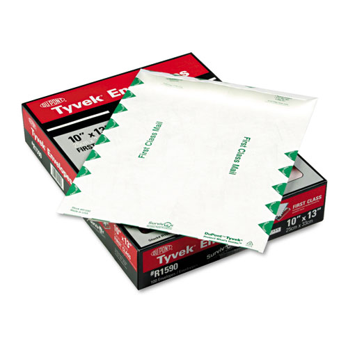 Catalog Mailers, DuPont Tyvek, #13 1/2, Cheese Blade Flap, Self-Adhesive Closure, 10 x 13, White, 100/Box | by Plexsupply