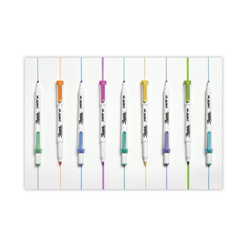Image of Sharpie® S-Note Creative Markers, Assorted Ink Colors, Bullet/Chisel Tip, White Barrel, 8/Pack