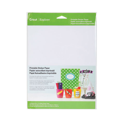 Cricut® Explore Printable Sticker Paper, 8.5 x 11, White, 10/Pack
