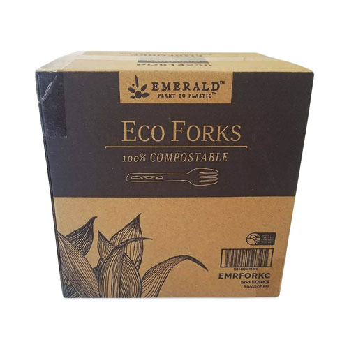 Plant to Plastic Compostable Cutlery, Fork, White, 1,000/Carton