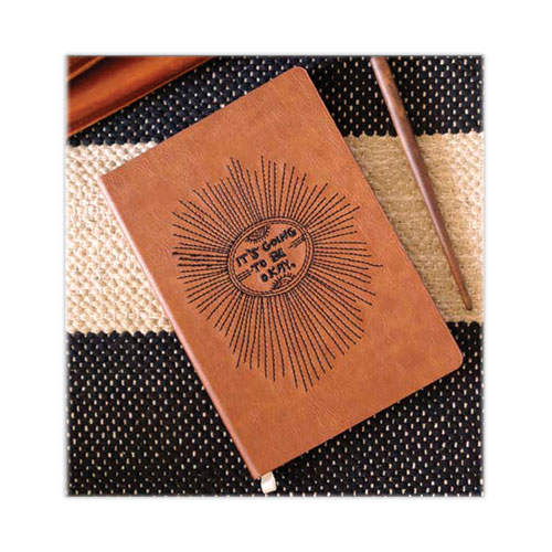 Image of Denik Vegan-Leather Layflat Flexible Cover Journal, It'S Going To Be Okay, College Rule, Brown/Black Cover, (72) 8 X 5.5 Sheets