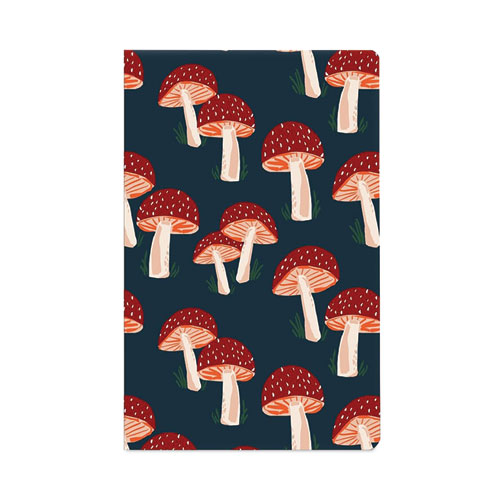 Classic Layflat Softcover Notebook, Multicolor Mushroom Artwork, 1 Subject, College Rule, Navy Blue Cover, 8 x 5, 72 Sheets