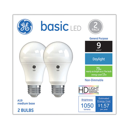 Basic LED Bulbs, A21, 13 W, Daylight, 2/Pack